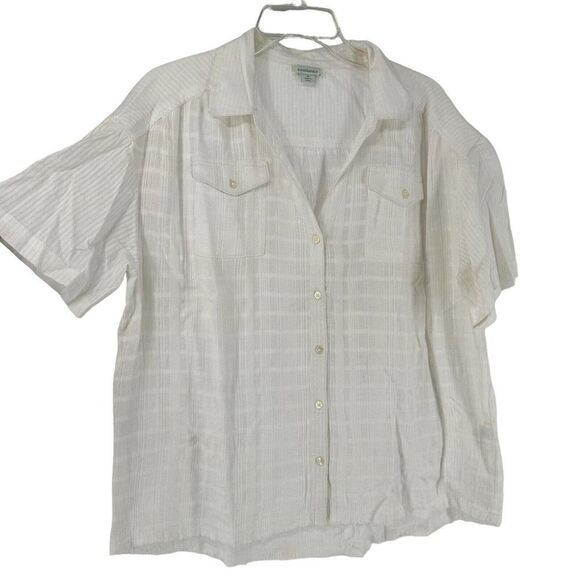 Sundance Shirt White Boxy Button Up Relaxed Size M Boho Raw Hem Beach Cotton Top - Picture 1 of 7